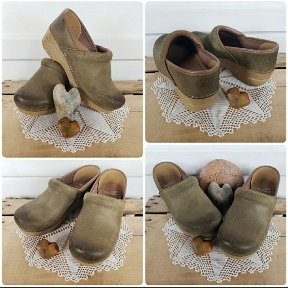 🌿Reserved for Lise🌿Moss Taupe Dansko Pro Clog Olive Burnished Boho Prairie♡ - Picture 4 of 9